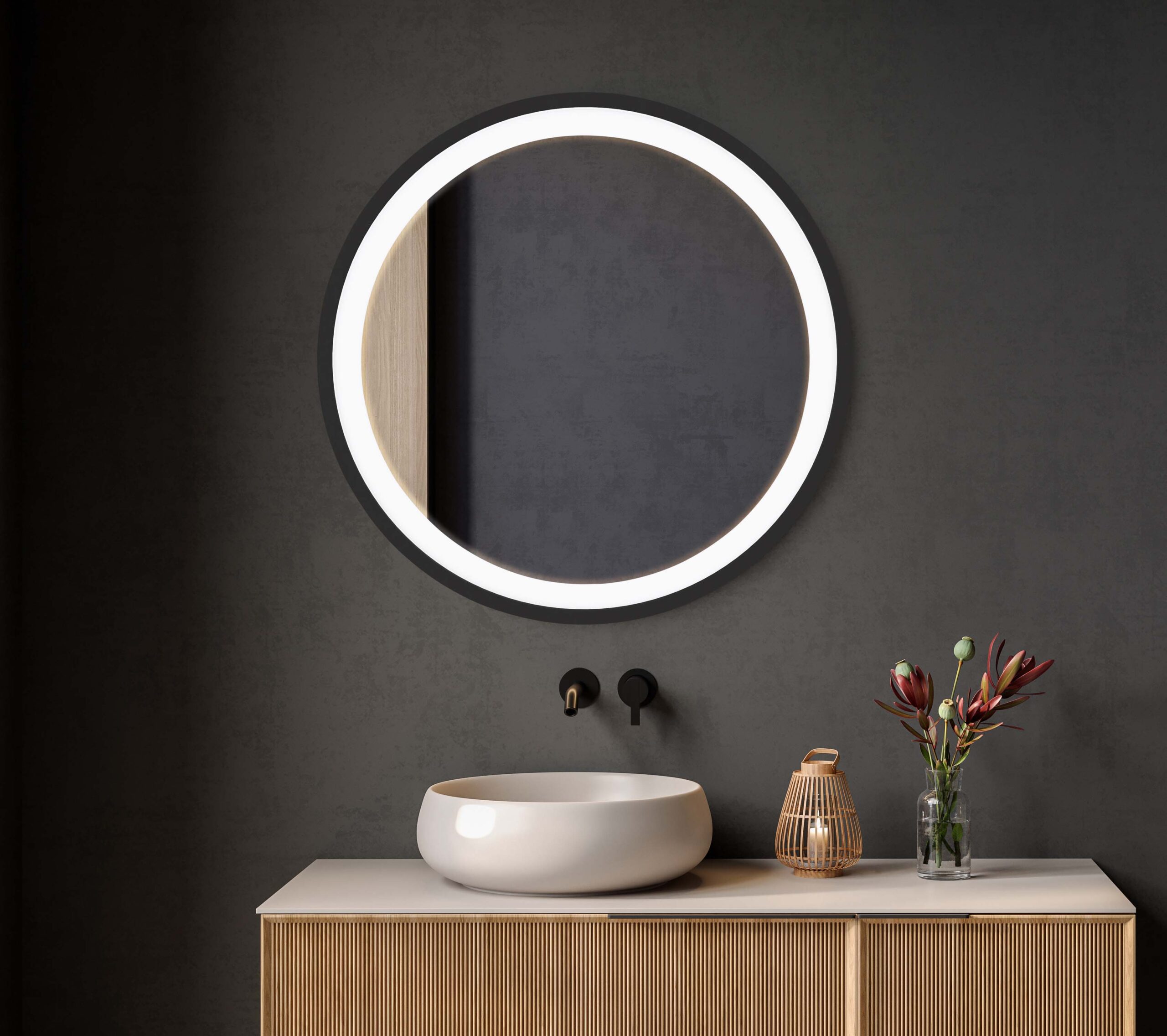 LUSTRO OKRĄGŁE W CZARNEJ RAMIE DO MAKIJAŻU – RING Lustro w ramie