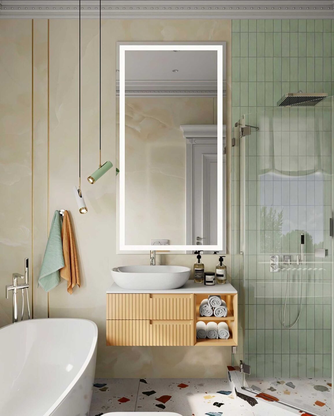 LUSTRO PROSTOKĄTNE PODŚWIETLANE - DO MAKIJAŻU