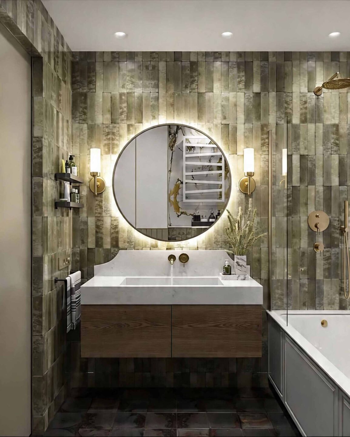 LUSTRO RUNDA SLIM LIGHT - OKRĄGŁE LED W ZŁOTEJ RAMIE