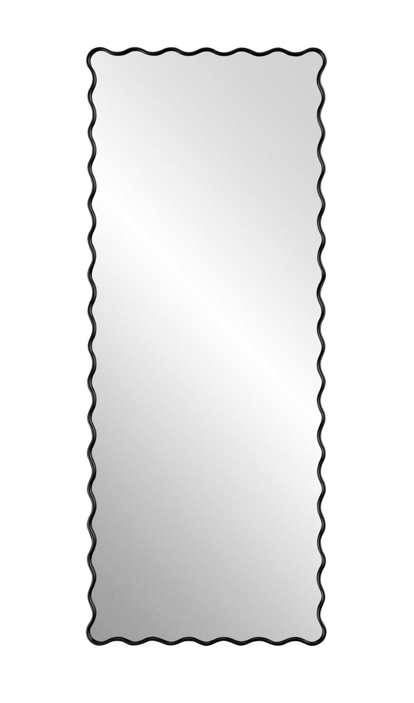 biscuit long framed lustro fala w czarnej ramie na bialym tle
