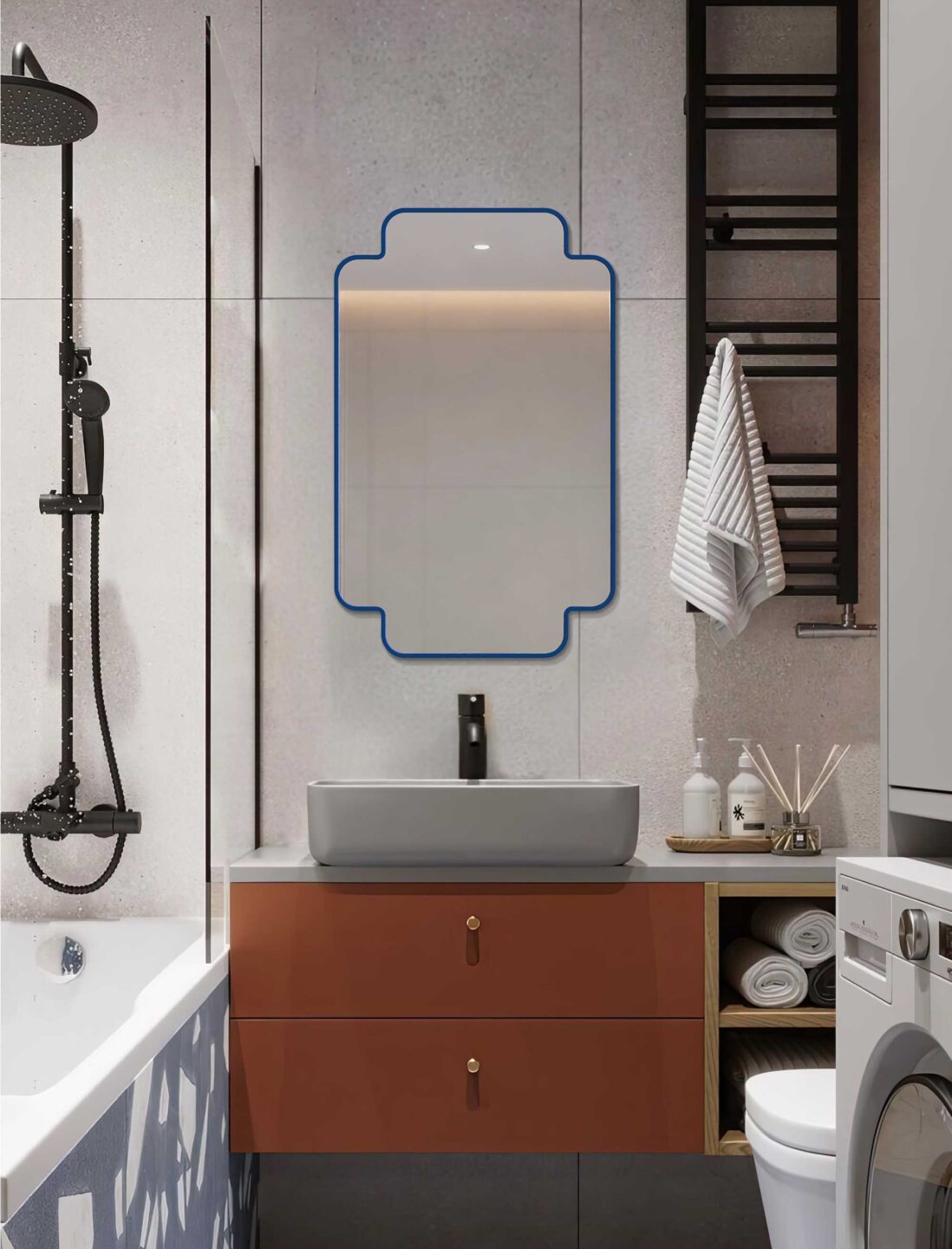 LUSTRO LUCKY CLOVER COBALT BLUE - MINIMALISTYCZNE, DO ŁAZIENKI