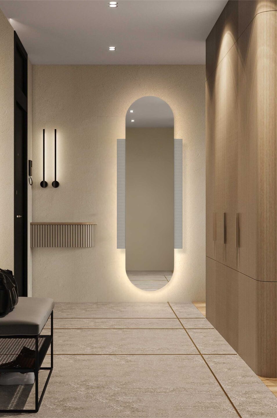 LUSTRO OWALNE SERENITY LED LONG - PODŚWIETLANE, NA KORYTARZ