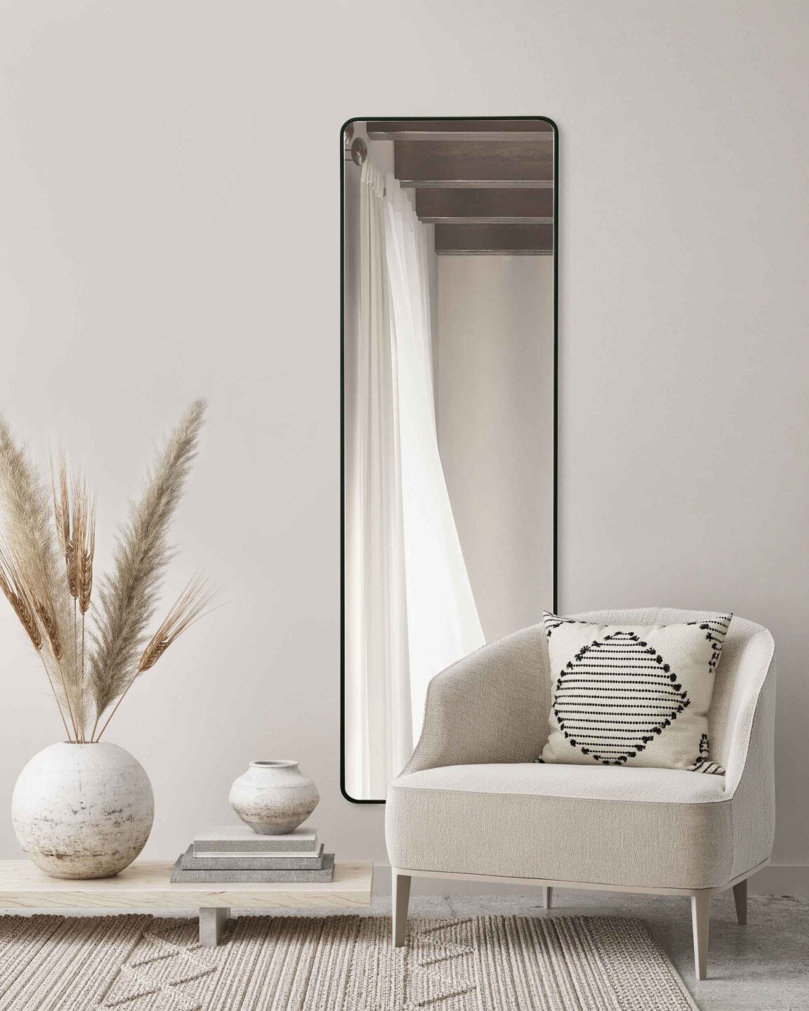 mock up poster frame in modern interior background, living room,