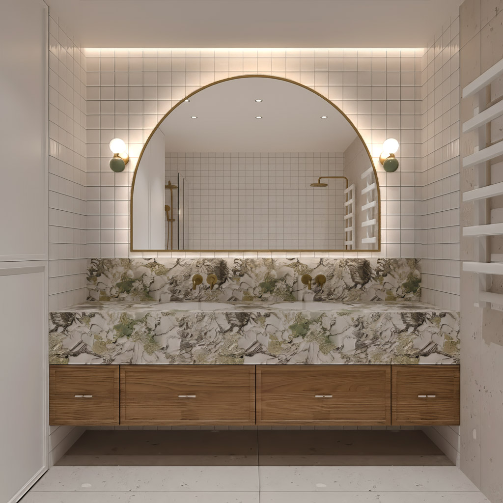 LUSTRO PÓŁOKRĄGŁE ARCHY WIDE LED - ZŁOTE