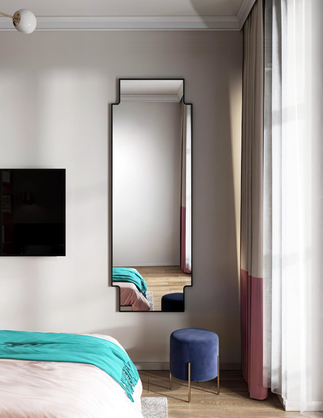 Lustro Octa Long - prostokątne w czarnej ramie do przedpokoju