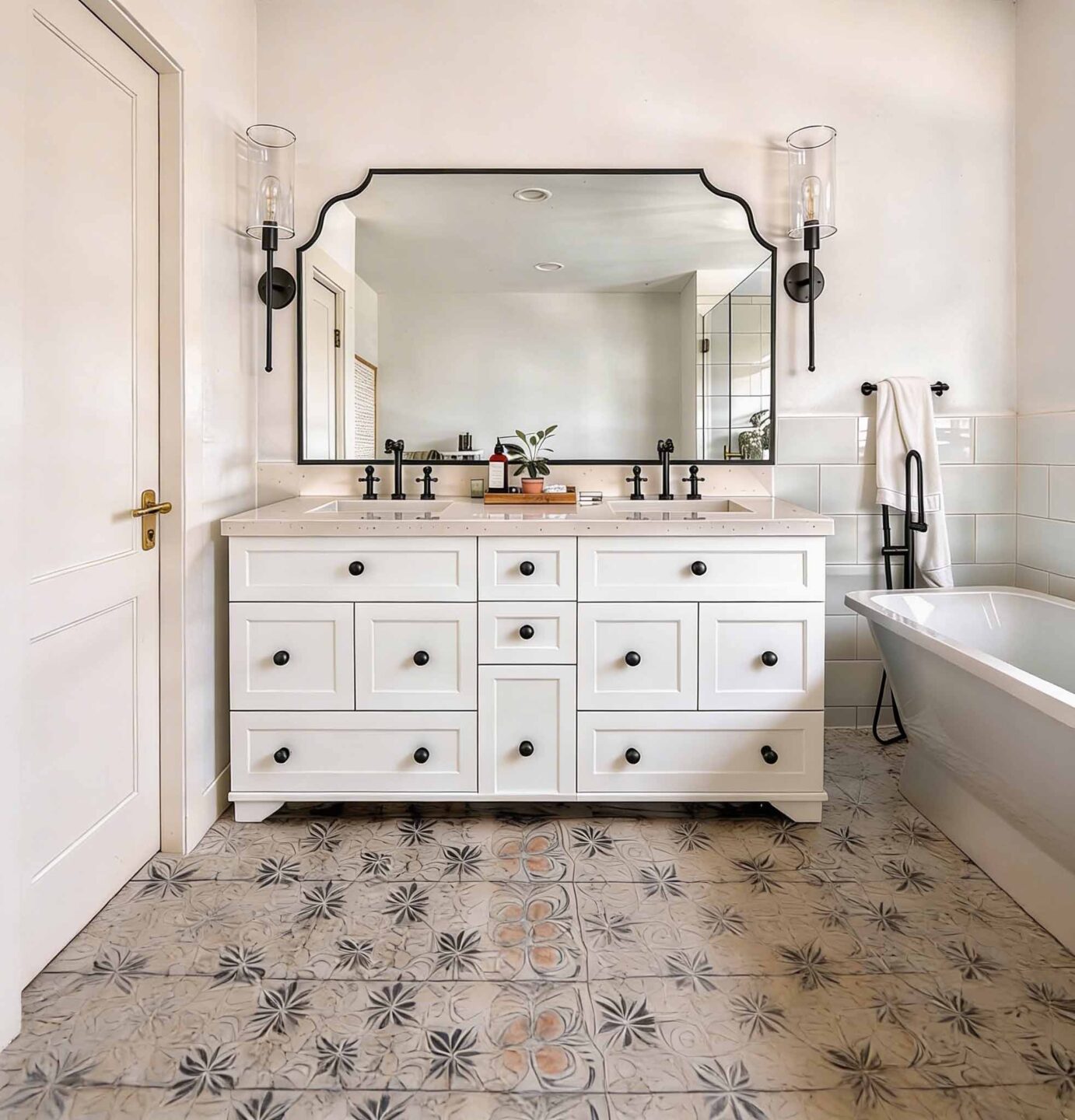 Lustro Contessa Wide – eleganckie lustro w czarnej ramie do łazienki