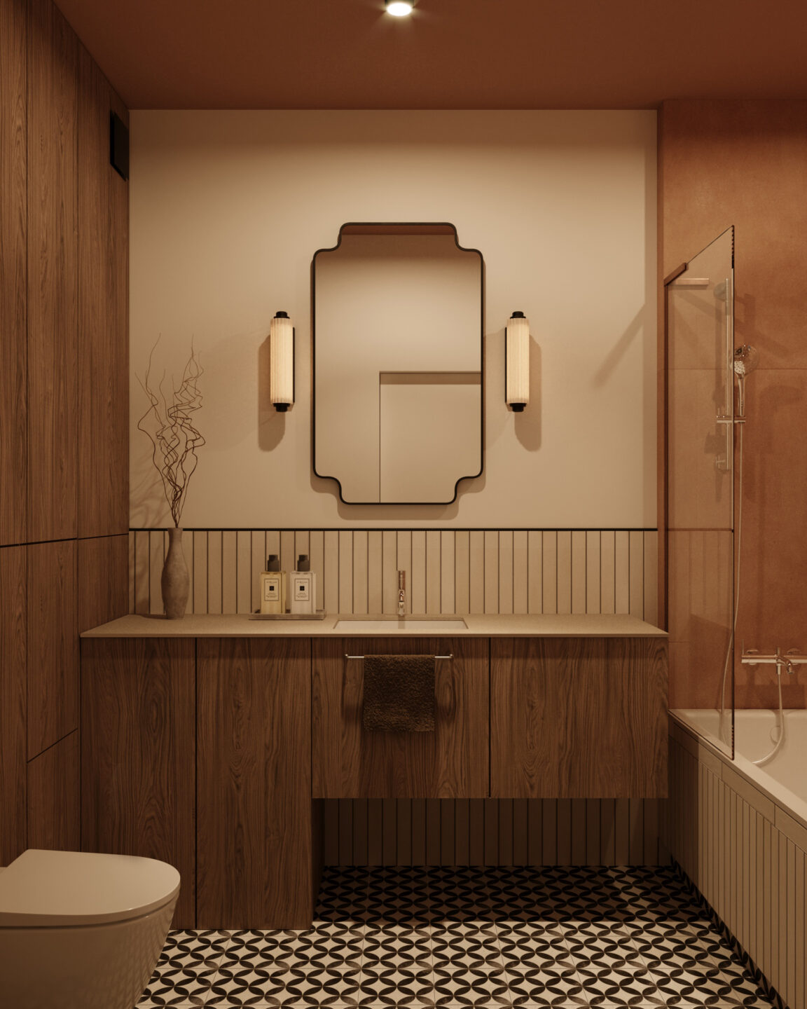 Drewno w łazience projektu studia NANO plan