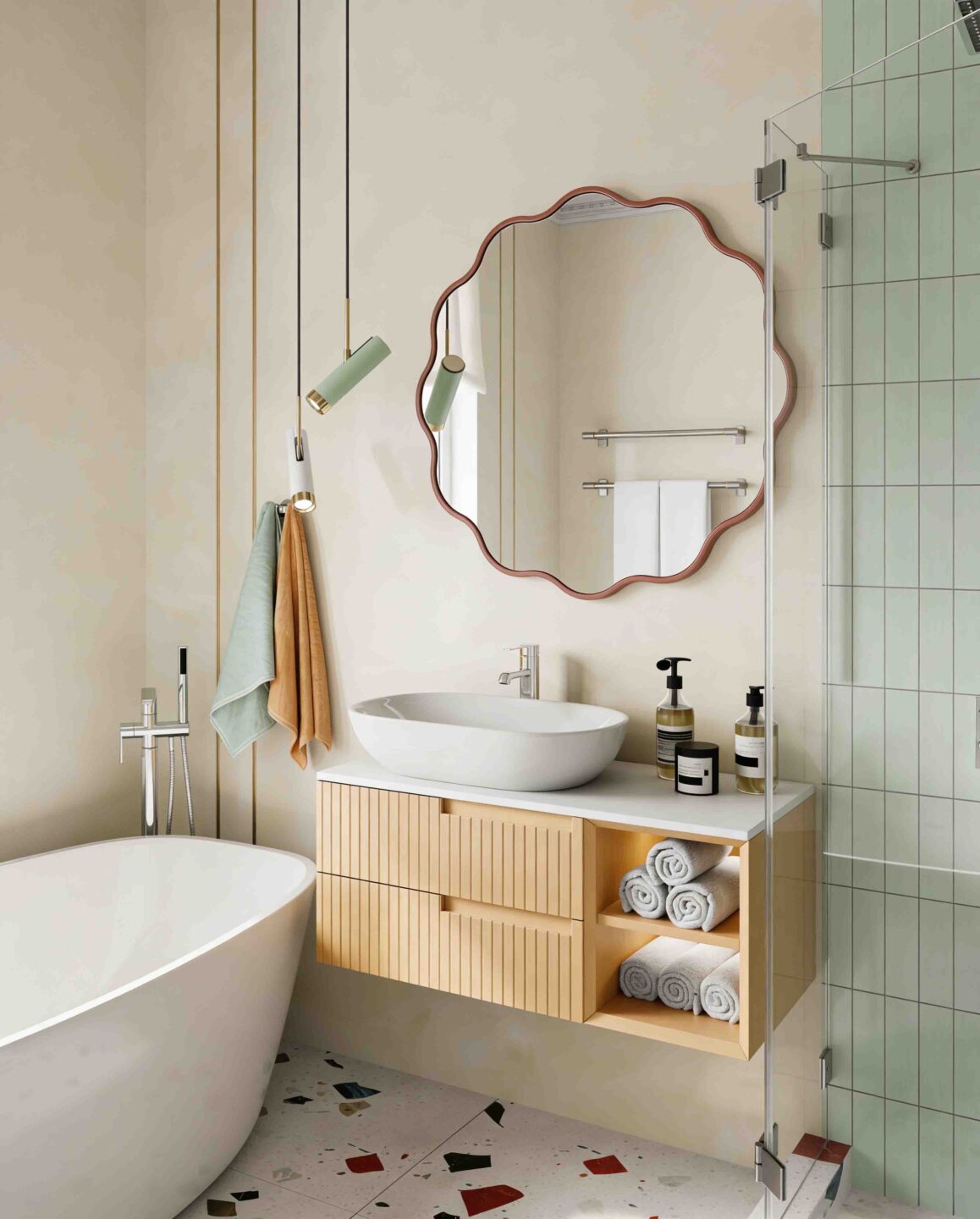 Eleganckie lustro falowane Ribbon dodające wnętrzu lekkości i nowoczesnego charakteru