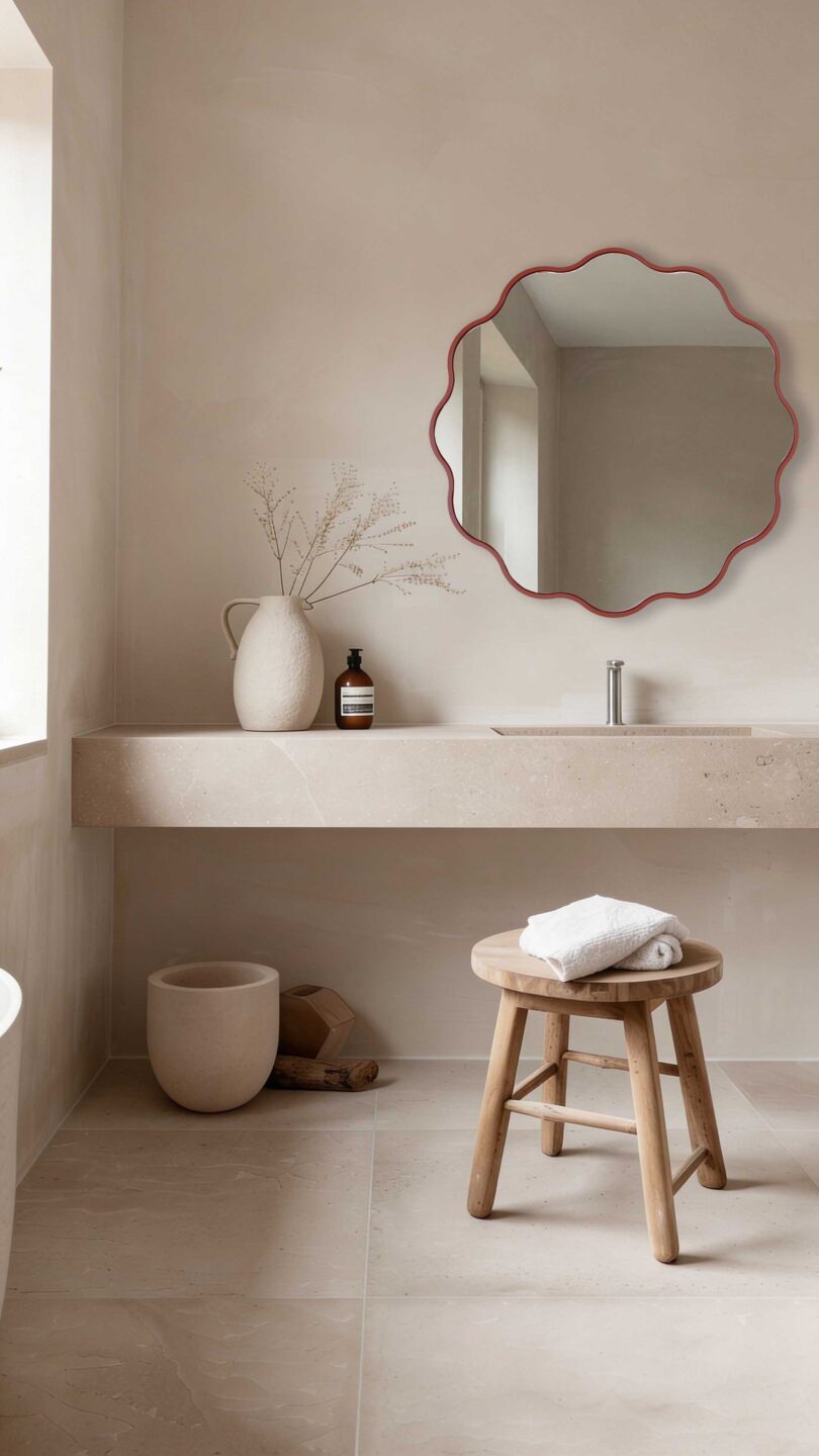 Stylowe lustro Ribbon w miedzianej ramie jako efektowny akcent ścienny