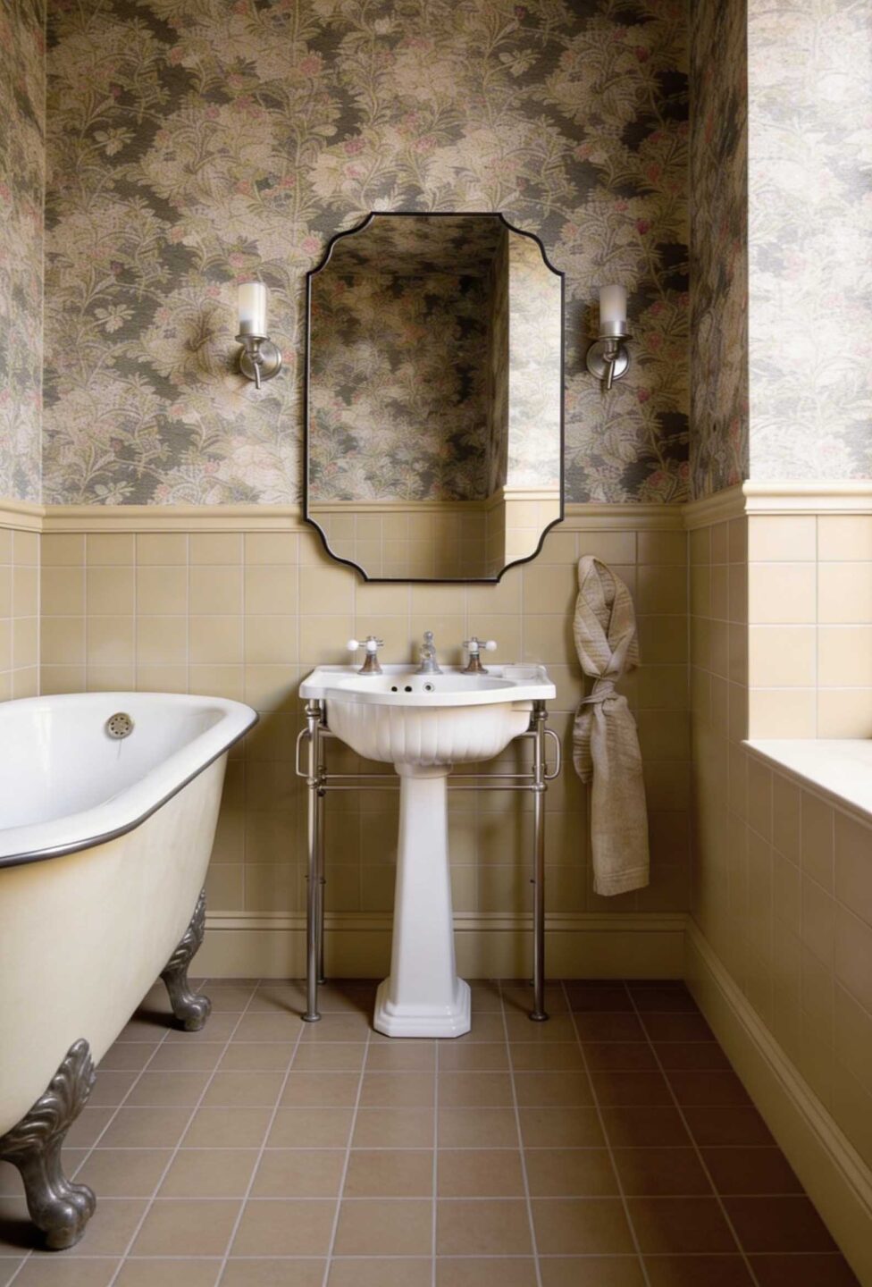 Lustro Avia Black w czarnej, wąskiej ramie ze zdobionymi narożnikami