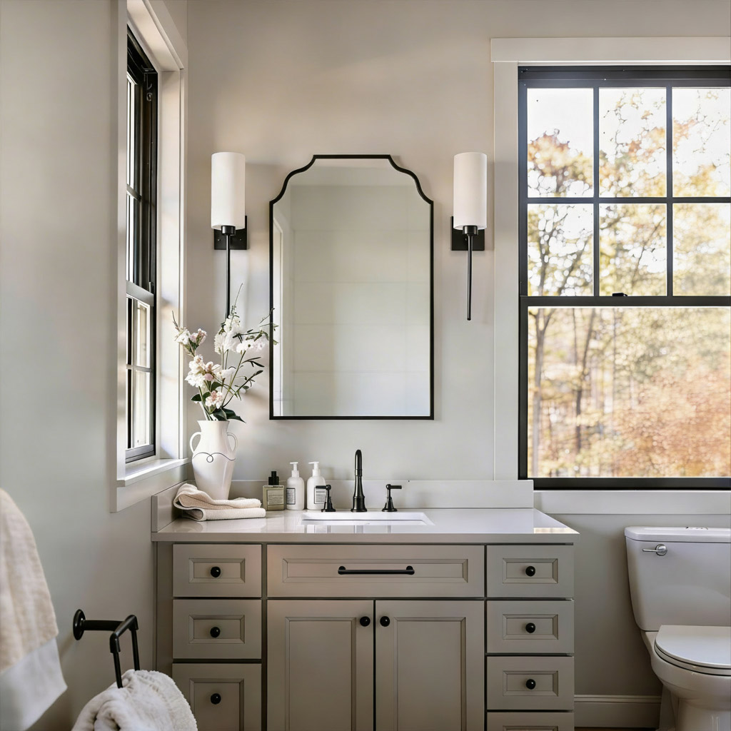 Lustro Contessa z wąską, stylizowaną ramą w eleganckim, klasycznym stylu