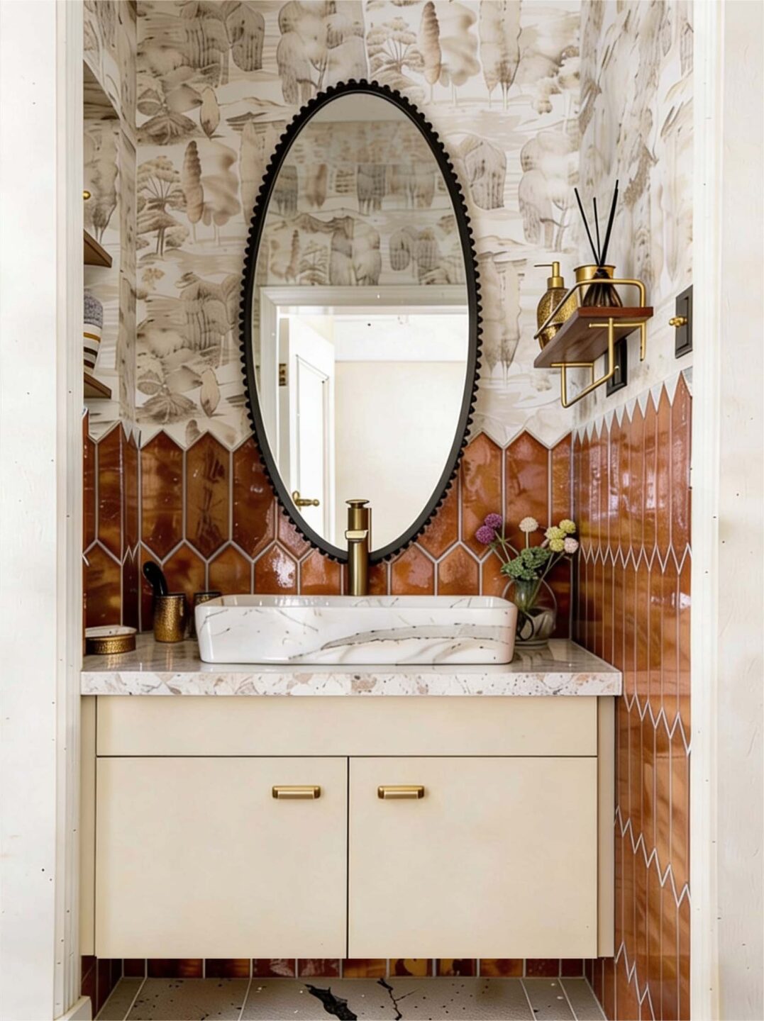 LUSTRO OWALNE W CZARNEJ RAMIE - OFFA OVAL