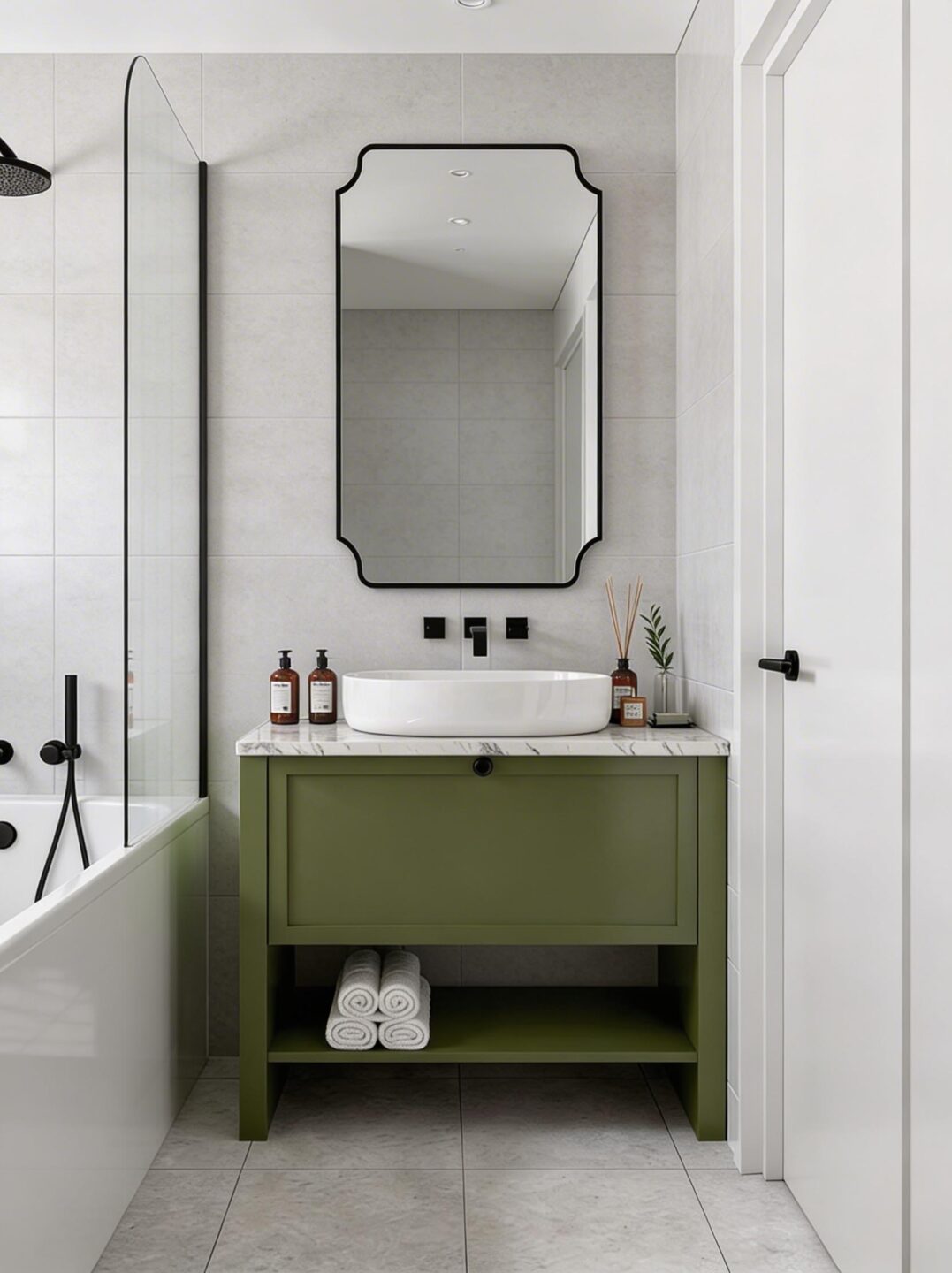 Lustro łazienkowe prostokątne w czarnej ramie Lady Capitale z ozdobnymi narożnikami